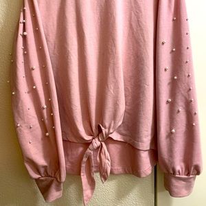 Crop Top Pearl Sweater Shirt